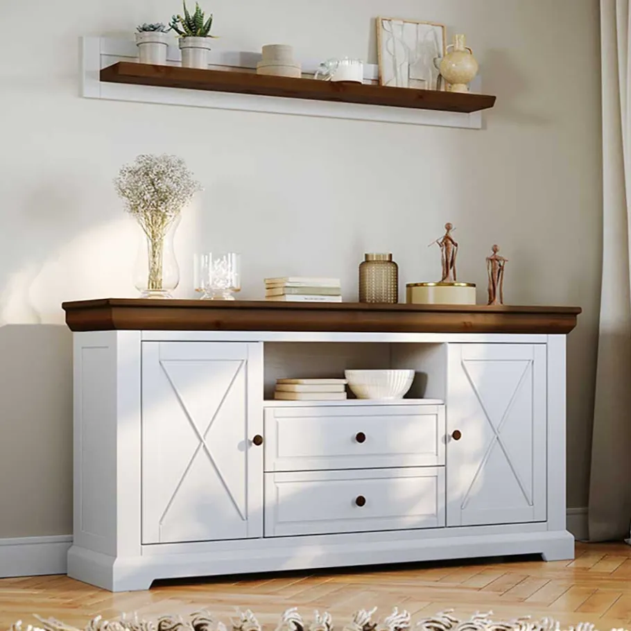 Clearance Wohnen Landhaus Wandboard aus Kiefer Massivholz - Zalya