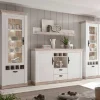 Hot Wohnen Landhaus Wohnmöbel Set mit Sideboard Nedita in Weiß mit Pinie Shabby (vierteilig)