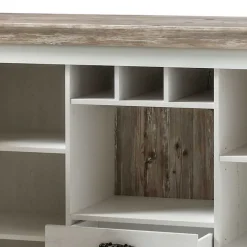 Hot Wohnen Landhaus Wohnmöbel Set mit Sideboard Nedita in Weiß mit Pinie Shabby (vierteilig)