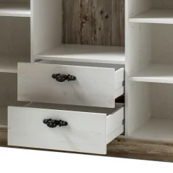 Hot Wohnen Landhaus Wohnmöbel Set mit Sideboard Nedita in Weiß mit Pinie Shabby (vierteilig)