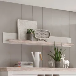 Hot Wohnen Landhaus Wohnmöbel Set mit Sideboard Nedita in Weiß mit Pinie Shabby (vierteilig)