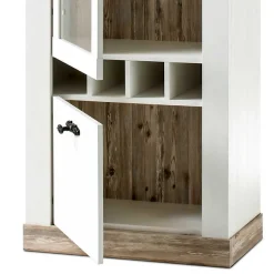 Hot Wohnen Landhaus Wohnmöbel Set mit Sideboard Nedita in Weiß mit Pinie Shabby (vierteilig)
