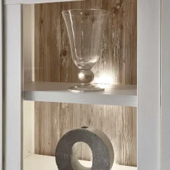 Hot Wohnen Landhaus Wohnmöbel Set mit Sideboard Nedita in Weiß mit Pinie Shabby (vierteilig)