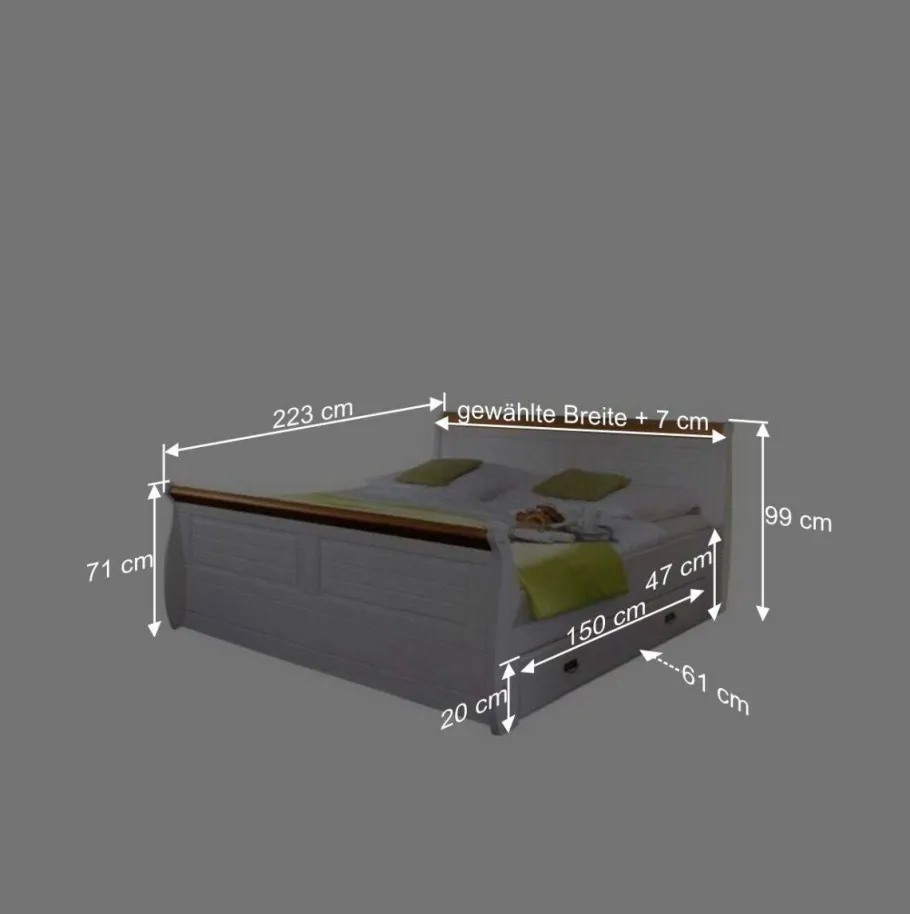 Sale Wohnen Landhausbett Sicilianu aus Kiefer Massivholz