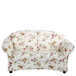 Discount Wohnen Landhaussofa mit Blumen Stoffbezug - Cosima
