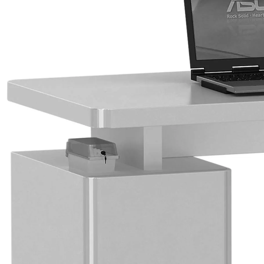 Wohnen Laptop-Tisch Eminia in Hochglanz Weiß