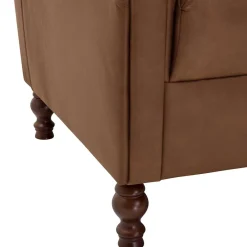 Hot Wohnen Leder Chesterfieldsessel in Cognac Braun - Martinos