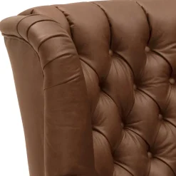 Hot Wohnen Leder Chesterfieldsessel in Cognac Braun - Martinos