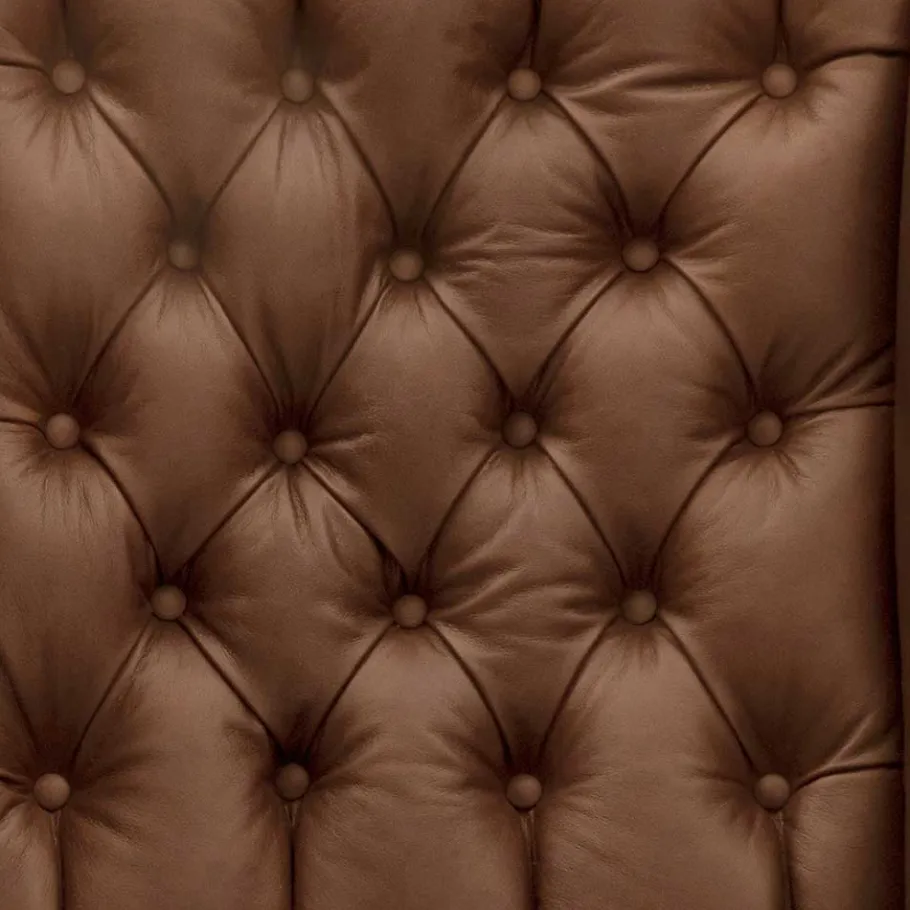 Hot Wohnen Leder Chesterfieldsessel in Cognac Braun - Martinos