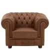 Wohnen Leder Polstersessel im Chesterfield Look - Gonron