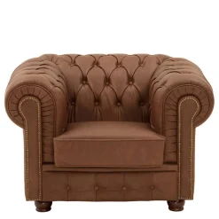 Wohnen Leder Polstersessel im Chesterfield Look - Gonron