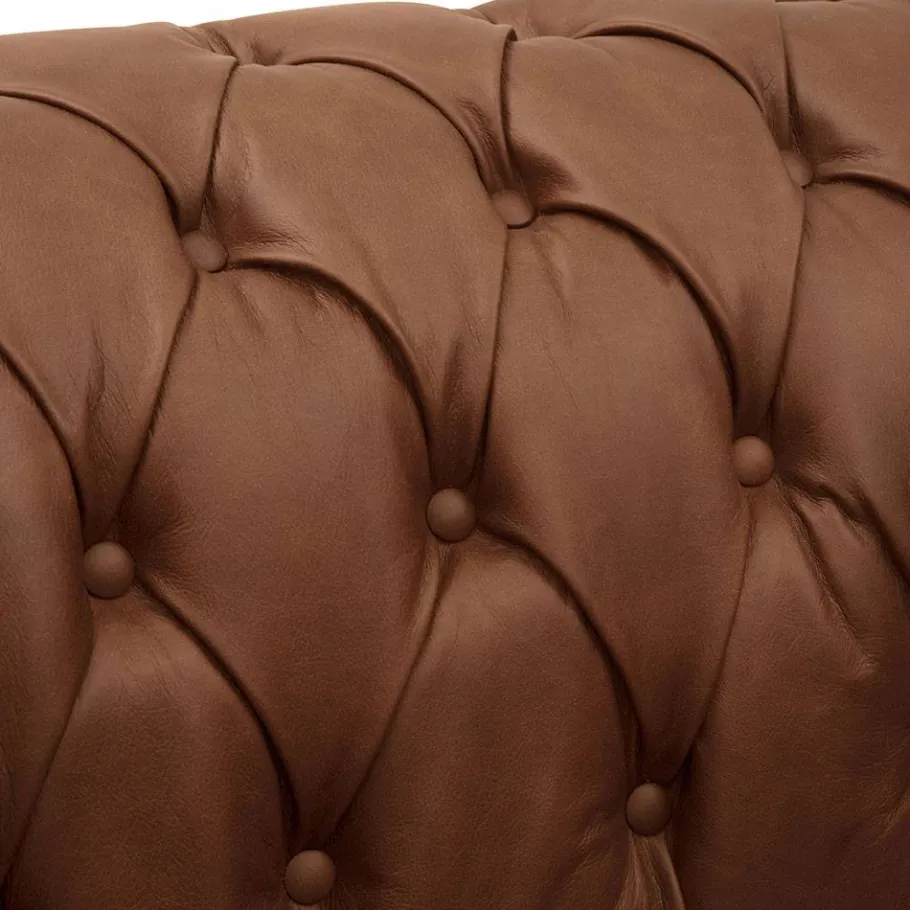 Wohnen Leder Polstersessel im Chesterfield Look - Gonron
