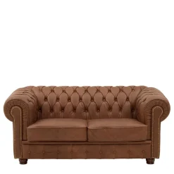 Discount Wohnen Leder Zweisitzer-Sofa im Chesterfield Design - Gonron