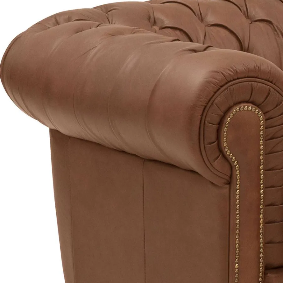 Discount Wohnen Leder Zweisitzer-Sofa im Chesterfield Design - Gonron