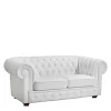 Outlet Wohnen Ledersofa in Weiß - Chesterfield Look - Dossera