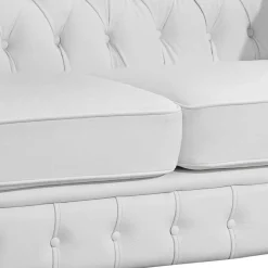 Outlet Wohnen Ledersofa in Weiß - Chesterfield Look - Dossera
