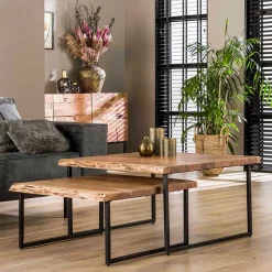 Outlet Wohnen Live Edge Wohnzimmertisch Set - Solu (zweiteilig)