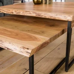 Outlet Wohnen Live Edge Wohnzimmertisch Set - Solu (zweiteilig)