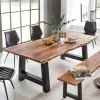 New Wohnen Loft Baumkantentisch Sadello mit Akazie Massivholz