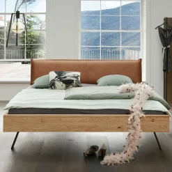 Best Wohnen Loft Bett aus Wildeiche mit Polsterkopfteil - Yunves