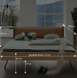 Best Wohnen Loft Bett aus Wildeiche mit Polsterkopfteil - Yunves