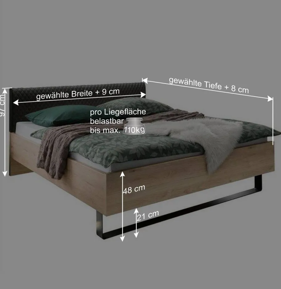 Best Wohnen Loft Design Ehebett mit Bügelgestell - Licruva