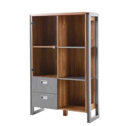 Clearance Wohnen Loft Design Highboard im Eiche dunkel Dekor und Schwarz - Rompira