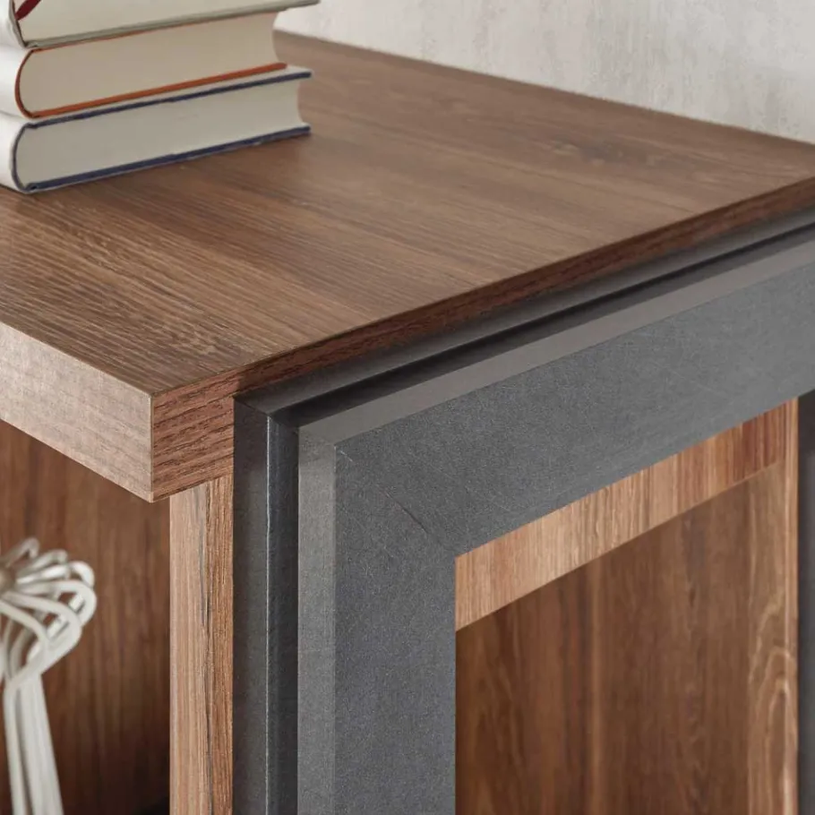 Clearance Wohnen Loft Design Highboard im Eiche dunkel Dekor und Schwarz - Rompira