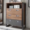 Best Wohnen Loft Design Kommode im Eiche dunkel Dekor und Schwarz - Rompira