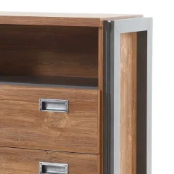 Best Wohnen Loft Design Kommode im Eiche dunkel Dekor und Schwarz - Rompira
