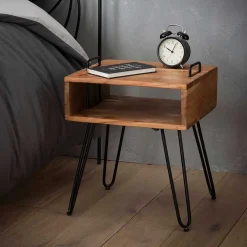 Discount Wohnen Loft Design Nachttisch mit Holz Kasten - Garfagna