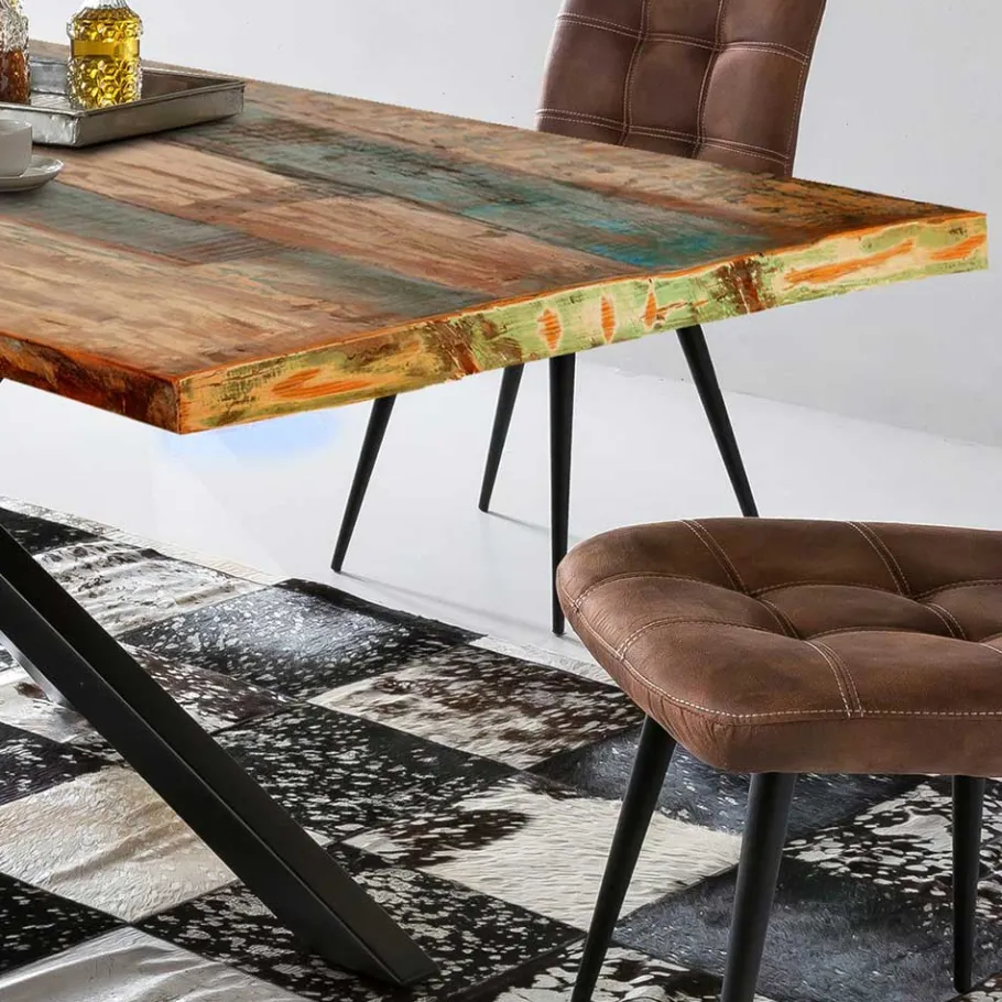 Clearance Wohnen Loft Design Tisch aus mehrfarbigen Recyclingholz - Leviza