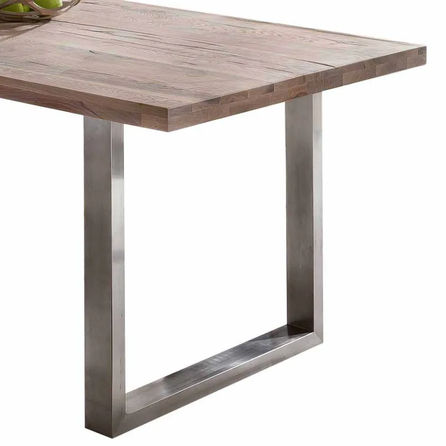 Online Wohnen Loft Designtisch Deluiga mit Edelstahl Gestell