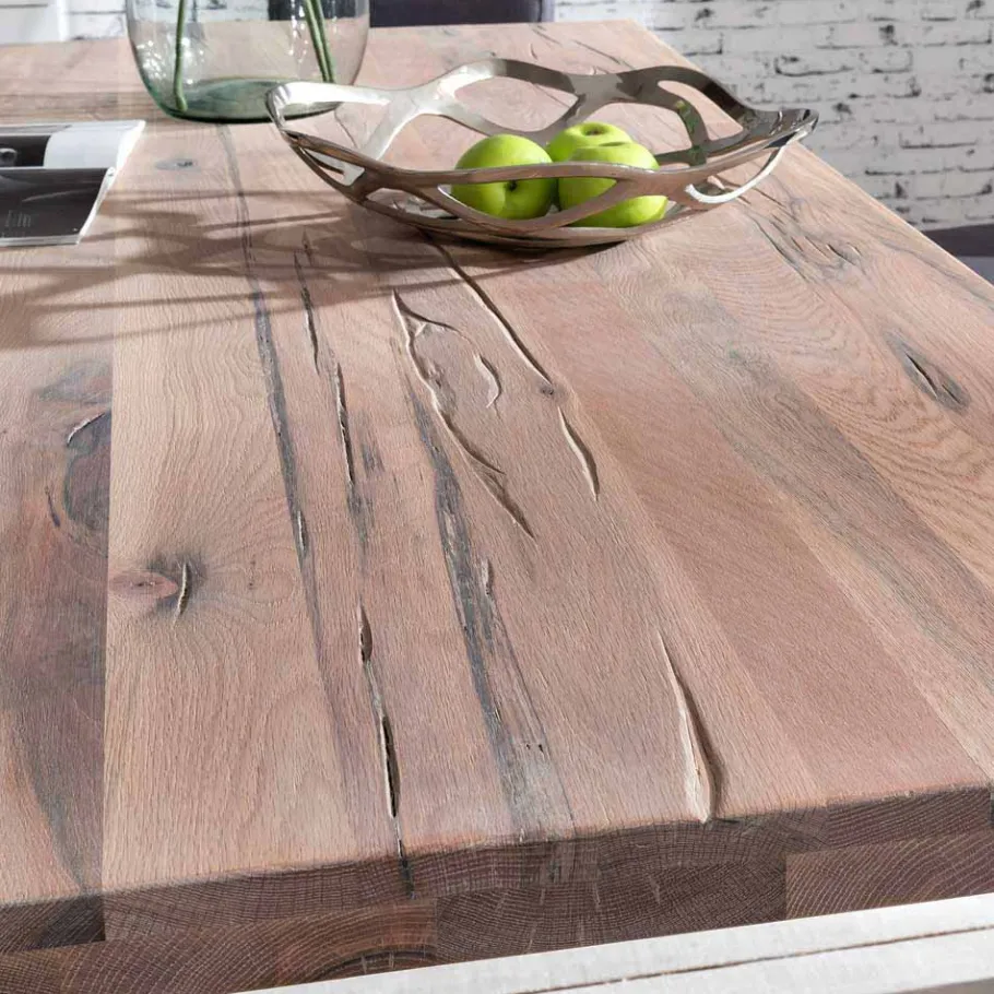 Online Wohnen Loft Designtisch Deluiga mit Edelstahl Gestell