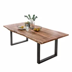 New Wohnen Loft Esstisch Viamare mit Baumkante Akazie massiv