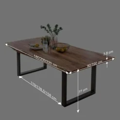 New Wohnen Loft Esstisch Viamare mit Baumkante Akazie massiv