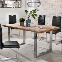 Online Wohnen Loft Tisch Nestore aus Eiche und Edelstahl