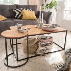 Sale Wohnen Loft Wohnzimmertisch mit Beistelltisch - Larros (zweiteilig)
