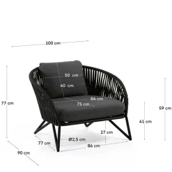 Clearance Wohnen Lounge Sessel aus Kordel Geflecht & Stahl - Magona