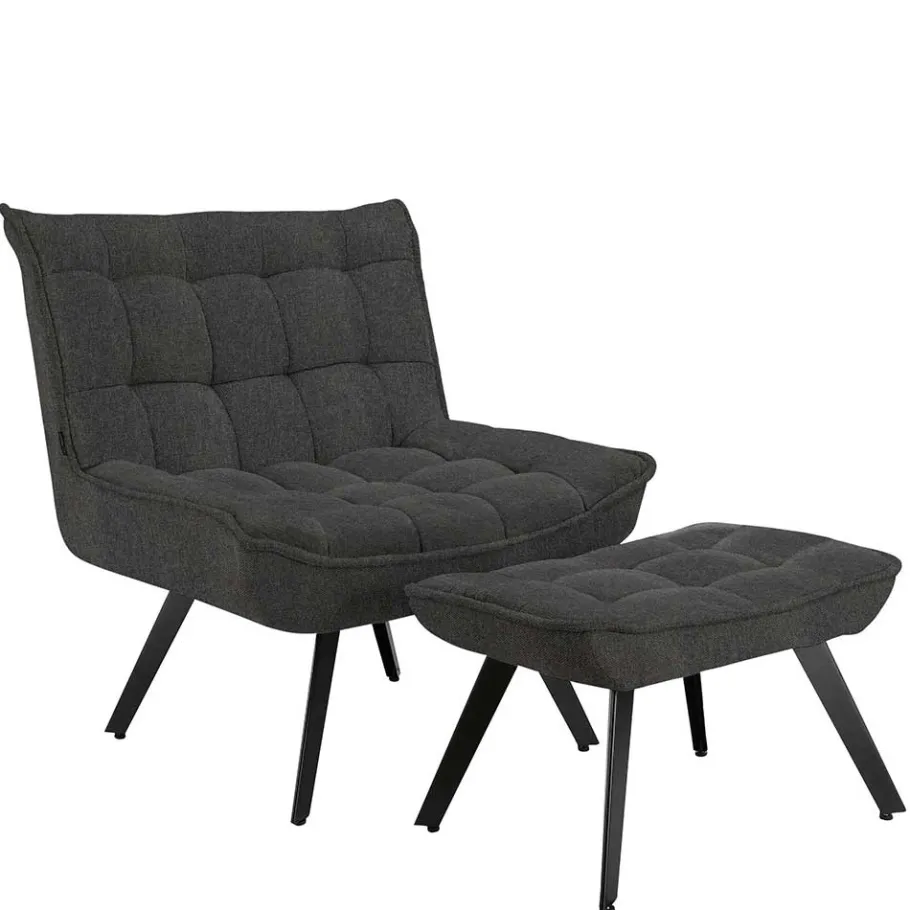 Best Wohnen Lounge Sessel mit Hocker in Anthrazit - Mook (zweiteilig)