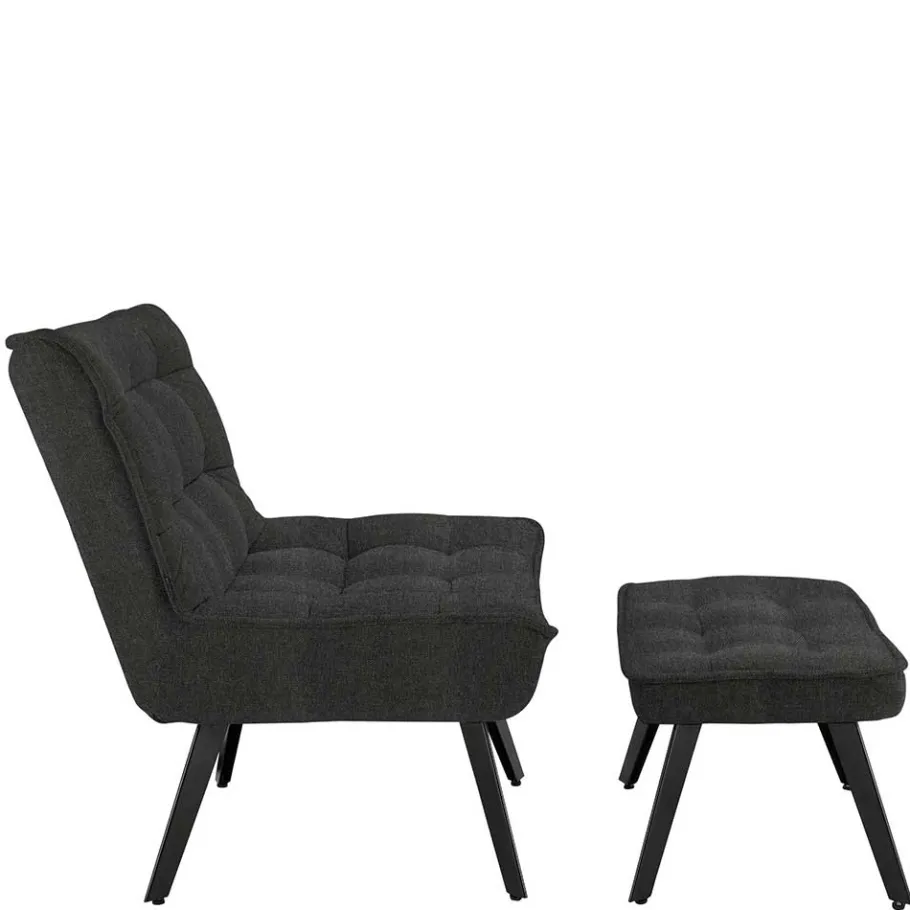 Best Wohnen Lounge Sessel mit Hocker in Anthrazit - Mook (zweiteilig)