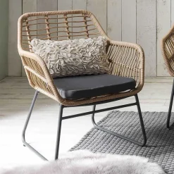 Sale Wohnen Lounge Sitzgruppe aus Geflecht in Beige - Renzo (vierteilig)