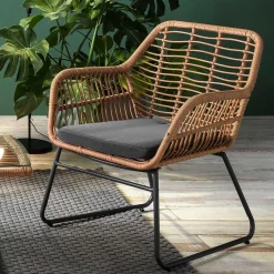Sale Wohnen Lounge Sitzgruppe aus Geflecht in Beige - Renzo (vierteilig)