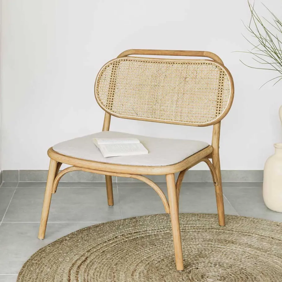 Online Wohnen Lounge Stuhl mit Wiener Geflecht & Stoffsitz - Ensemble