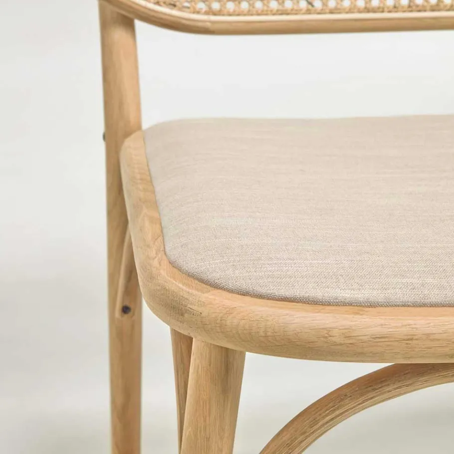 Online Wohnen Lounge Stuhl mit Wiener Geflecht & Stoffsitz - Ensemble
