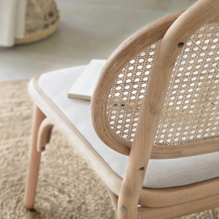 Online Wohnen Lounge Stuhl mit Wiener Geflecht & Stoffsitz - Ensemble