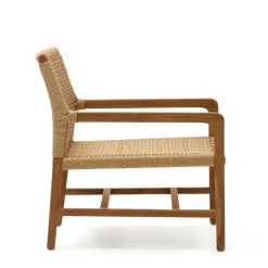 Clearance Wohnen Loungesessel aus Geflecht und Teakholz - Comrinaca