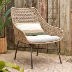 Wohnen Loungestuhl aus Kordelgeflecht in Beige - Abecra (2er Set)