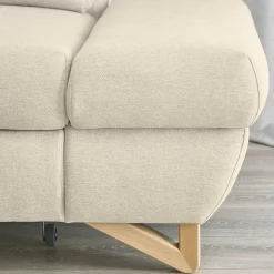 New Wohnen L-Sofa mit Schlaffunktion in Creme & Buche - Baonga