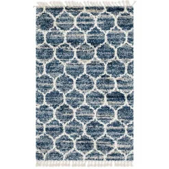 Discount Wohnen Läufer Teppich in drei Größen in Blau und Creme - Addagio